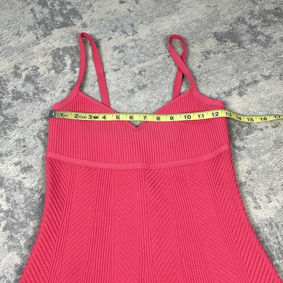 NWT Herve Leger Sweetheart Ribbed Fit Flare Dress Fluted Hem Pink Burnt  Rose S